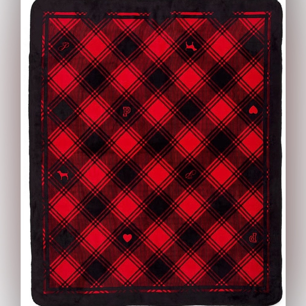 Victoria’s Secret PINK Cozy Red and Black Plaid Blanket